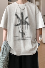 图案已注册夏季重磅复古休闲短袖T恤男潮宽松半袖打底衫D021/P25，男装T恤，电商B209