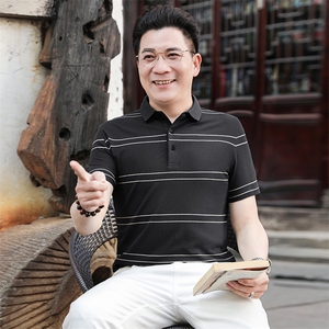 中年休闲男装翻领半袖T恤衫2023夏季新款男士polo衫薄款休闲上衣图片