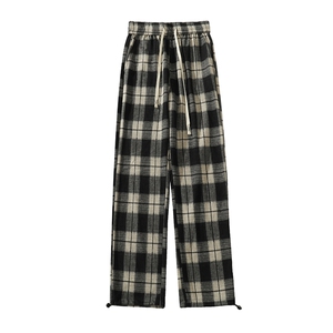2026春季新款复古格子抽绳束脚裤男大码痞帅休闲裤K1264特P40控78图片