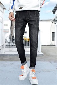 春款牛仔裤男潮牌修身男士休闲直筒韩版潮流小脚长裤子819-P40图片
