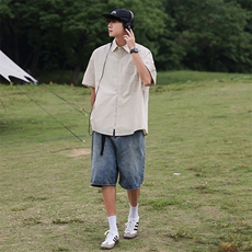 衬衫男士短袖韩版潮流日系帅气百搭2024新款ins宽松外套CY798-P30，男装衬衫，星座412-2