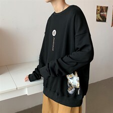 ！21春季大码日系圆领卫衣男长袖学生春装WY103P28加绒P35，男装卫衣，电商B220