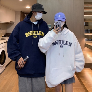 抖音品质 情侣装秋冬装 简约风加厚连帽套头加绒卫衣G1027 P68男图片