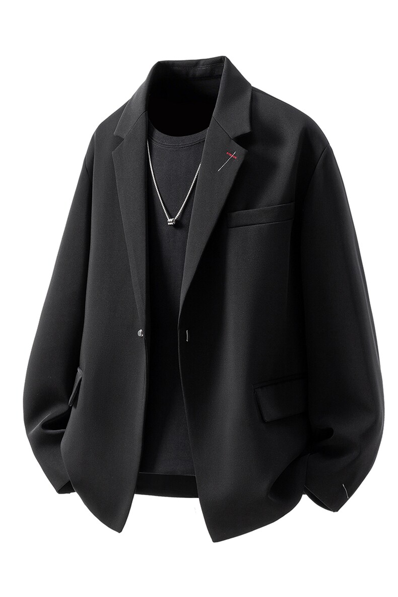 简约刺绣金属扣设计休闲西装大码M-5XL韩版西服XF78085P85控128,男装西服,星座227-7