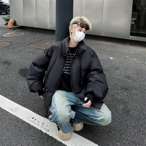 黑色盔甲重磅立领白鸭绒短款羽绒服cleanfit面包棉服冬季图片