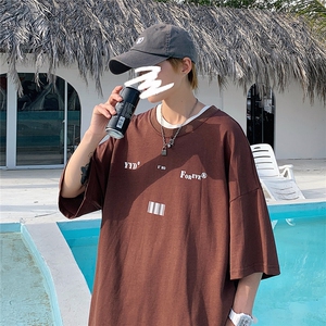1YYDS/EMO字母图案港风情侣大码M-5XL风短袖男DT7643P25控38图片