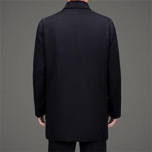 MJ-8895男士双面尼风衣外套休闲翻领羽绒内胆大衣尼克服中长款