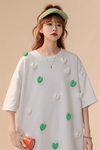 1中性风短袖T恤女情侣大码潮网红小爱心圆领短袖DT7742P55控78图片