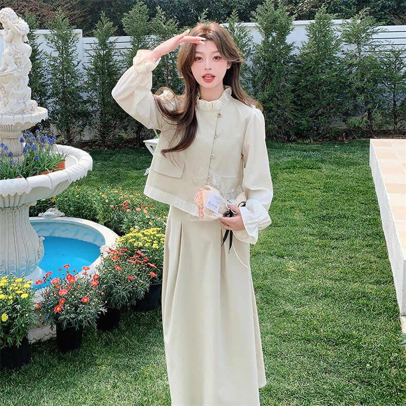 白色高级感减龄套装裙女2025春季新款法式超好看上衣半身裙两件套,女装套装/套裙,2D078