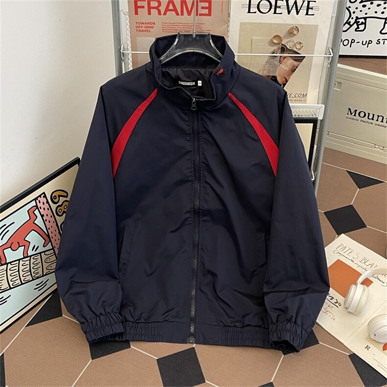 撞色立领棒球夹克男休闲教练服外套宽松设计感上衣潮6802P56，男装夹克，星座410-2