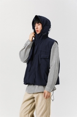 8XL-M四季工装外套街头机能口袋连帽防水无袖马甲坎肩JK1316P78，男装夹克，电商D206-1