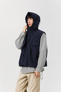 8XL-M 四季工装外套街头机能口袋连帽防水无袖马甲坎肩JK1316P78图片