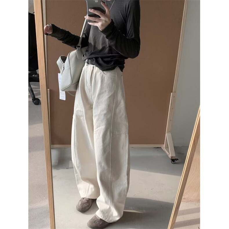 牛仔裤男女春秋新款小众显瘦高级感宽松直筒拖地弯刀裤FK09P57,男装牛仔裤,星座1013-5