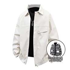 秋冬数据双面穿格子皮夹克美式翻领百搭休闲服MF1056P85，男装夹克，电商A128