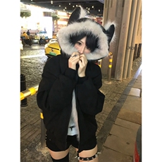 高品质猫耳朵座山雕棉衣外套男女冬季加厚连帽棉服LM88099-P105，男装棉衣，星座1008