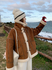 25冬装新款火焰复合皮袢金属扣袢皮毛一体女182A-8589P195K288，女装皮草，浙宝182A