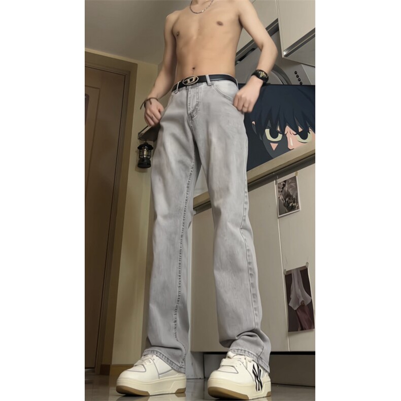 秋装弹力牛仔裤男美式高街vibe裤水洗潮牌直筒怀旧长裤GJ320p45,男装牛仔裤,电商D256