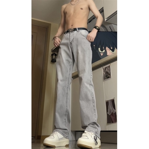 秋装弹力牛仔裤男美式高街vibe裤水洗潮牌直筒怀旧长裤GJ320p45图片