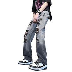 美式ins高街小众hiphop夏季破洞牛仔裤货号K729P60，男装牛仔裤，电商A063