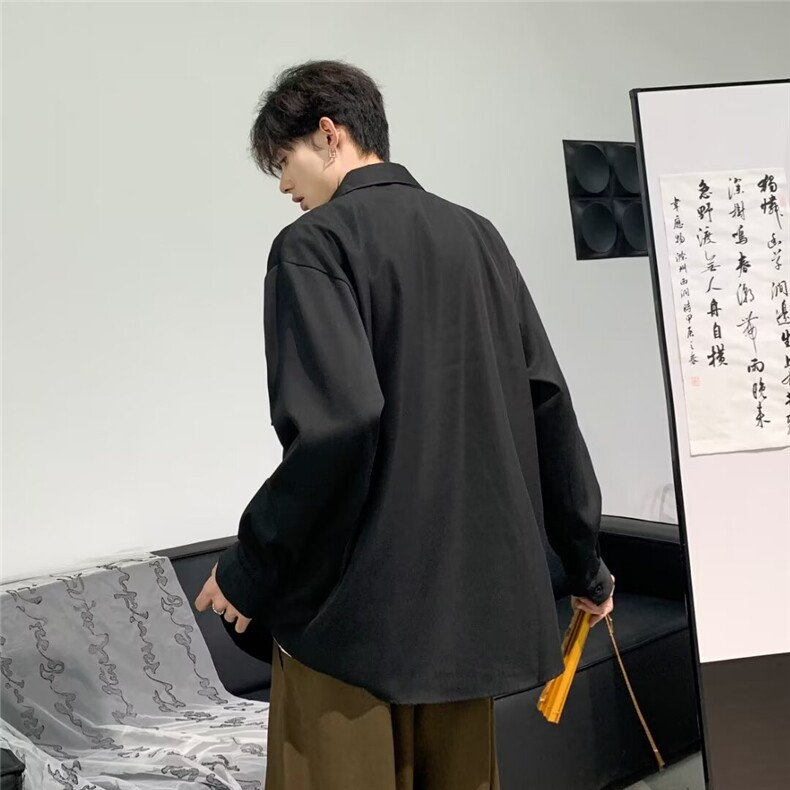 X新中式风设计衬衣男长袖衬衫宽松痞帅唐装外套1001-1-zs02-P45,男装衬衫,星座1001-1