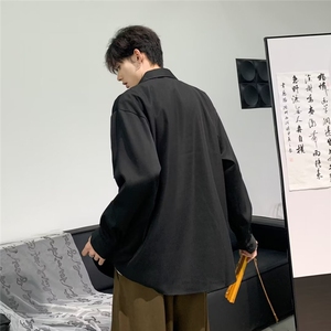 X新中式风设计衬衣男长袖衬衫宽松痞帅唐装外套1001-1-zs02-P45图片
