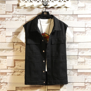 MJ214-p48-控78 M-5XL 砖墙cleanfit牛仔马甲大码图片