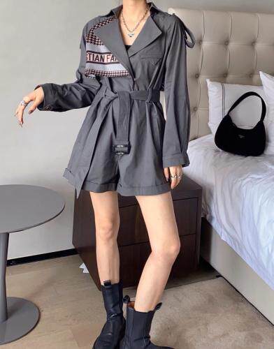 【现货】秋季新款背带连体裤风衣款拼接洋气，女装连体裤，你别走