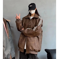 早春翻领情侣PU皮衣夹克外套男女同款休闲美式复古潮牌JKK06P75，男装夹克，电商D256-2(原A064-2)