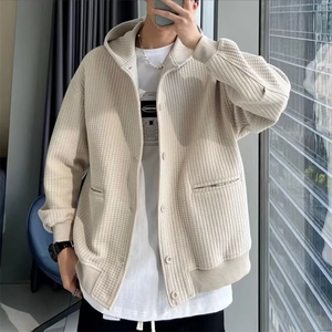 W12P55连帽开衫卫衣外套男春秋季2023新款宽松休闲重磅上衣