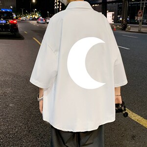 ！夏款港风冰丝衬衣男黑寸衫男白短袖衬衫男DXC273-P30图片
