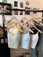 夏新款蕾丝镂空辣妹美背纯欲风性感吊带背心修身显瘦外穿，女装背心吊带，梦白服饰厂