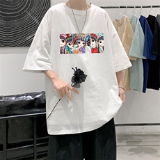 YT26250-P30京剧脸谱风亚短袖t恤男大码五分袖男港风模特，男装T恤，电商A040