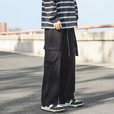 工装裤子男秋季日系宽松直筒阔腿裤ins潮牌高街拖地裤K4061-P48，男装休闲裤，星座512-2