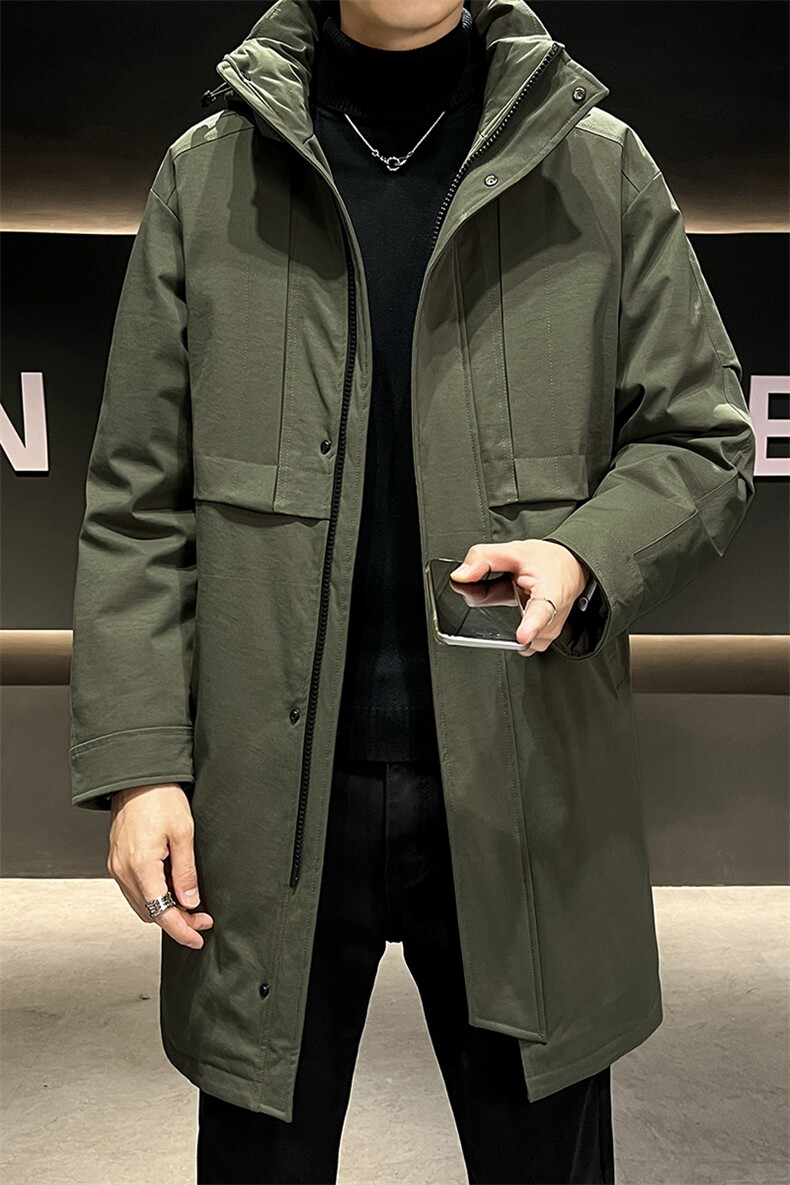 大码中长款连帽风衣保暖大棉袄外套7516-P135控228,男装风衣,星座209
