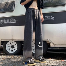 欧美vibe风渐变牛仔男裤高街ins潮牌宽松阔腿直筒长裤N5094-P43，男装牛仔裤，星座1008