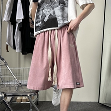 灯芯绒短裤男ins原宿风复古直筒中裤夏季薄款宽松潮牌休闲五分裤，男装牛仔裤，星座410-7