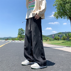 2025秋季新款高品质时尚休闲时尚潮流扎花阔腿牛仔裤2507-特批45，男装牛仔裤，电商A320A