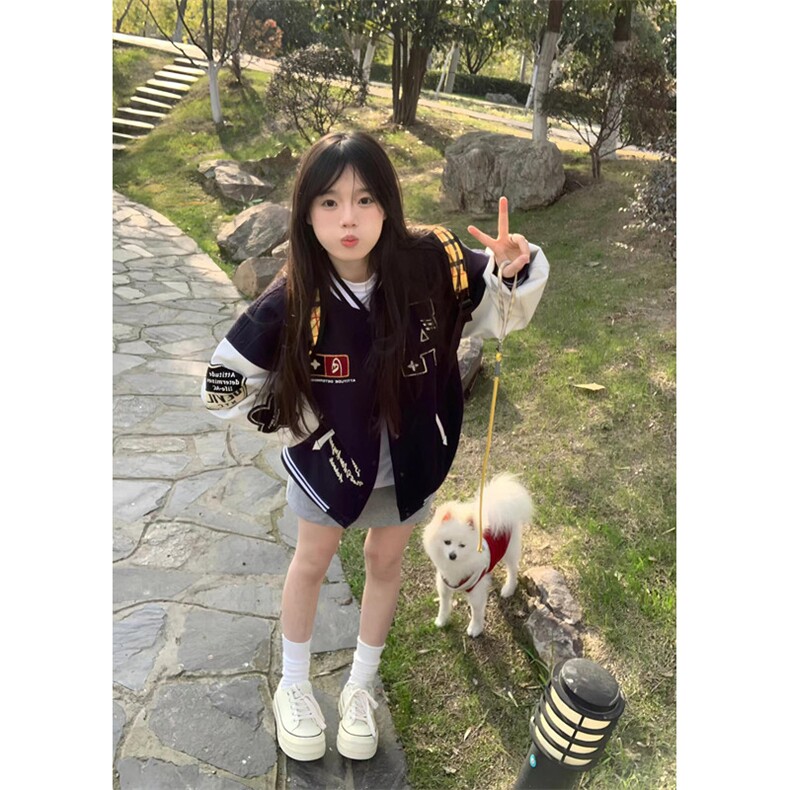 高街重磅小个子棒球服外套男女秋款潮牌宽松夹克加绒JK167,男装夹克,星座1116A（原606A-3）