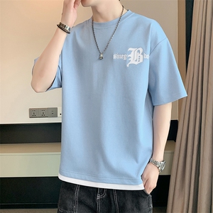 冰氧仿棉短袖店主风体恤休闲百搭刺绣纯色男上衣TC3149-P22控48图片