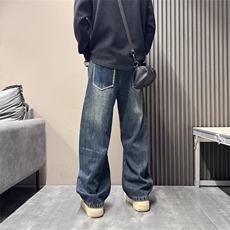 牛仔裤男生痞帅潮流哈伦裤水洗百搭宽松休闲裤NZ675-P50，男装牛仔裤，星座308B-2