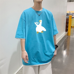 T3581P25美式街头潮款鸭印花短袖T恤男夏季休闲宽松短袖已爆潮图片
