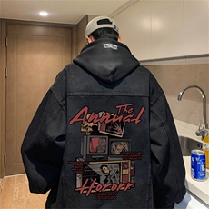 得物二开大货印花百搭牛仔夹克大码宽松休闲牛仔外套JK1271-P88，男装工装外套，星座1103-3