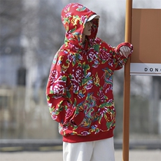 W204秋新男女团队服大花连帽卫衣外套潮民族特色花卫衣情侣装表演，男装民族服装，星座115A(原星座507）