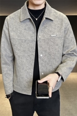 秋冬季翻领磨毛棉感加厚夹克外套男韩版潮流百搭上衣，男装夹克，电商A239
