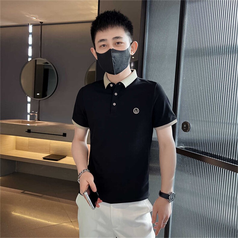 抖音主推大货U字刺绣夏短袖翻领Polo衫时尚大码体恤T066-P45图片