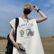夏季新款外景潮牌印花宽松运动无袖T恤男青年坎肩背心BX9690/P25，男装背心/马甲，电商B316