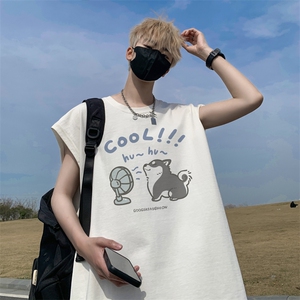 夏季新款外景潮牌印花宽松运动无袖T恤男青年坎肩背心 BX9690/P25图片