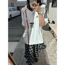 BK918CC-特P39织带V领撞色运动球衣风短袖t恤男女，男装T恤，星座1007（原301D）