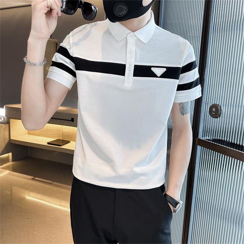 补货2026夏季大码短袖三角形图案T恤翻领Polo衫T0231-P50,男装T恤,电商D342