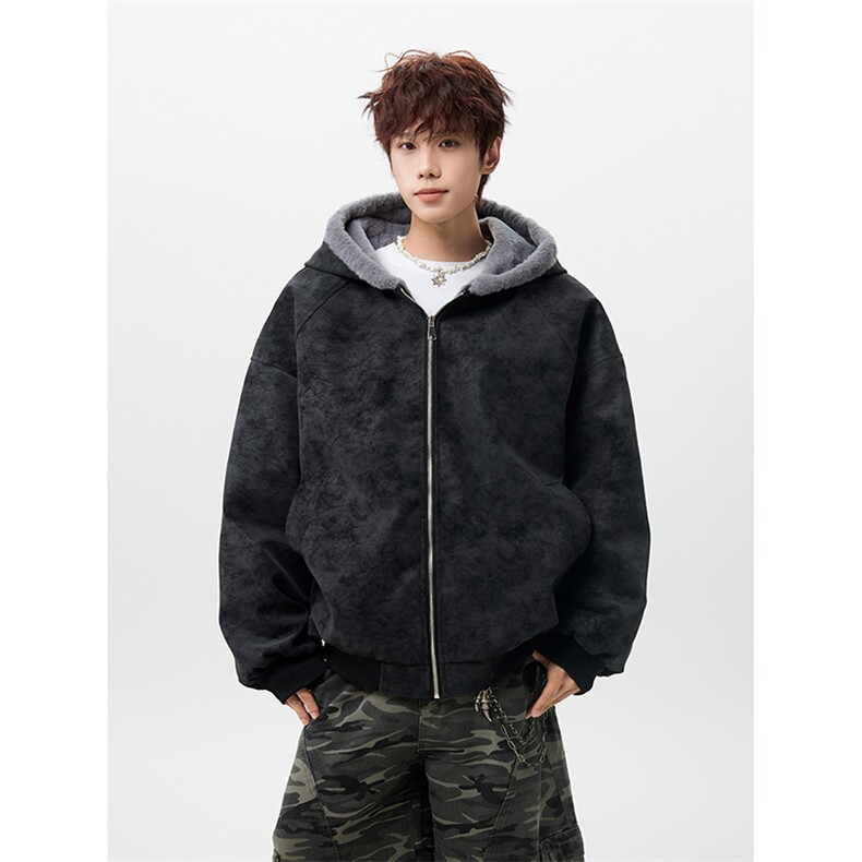 MFDD002-特P85 荔枝纹皮拼兔毛绒座山雕加厚棉衣棉服图片